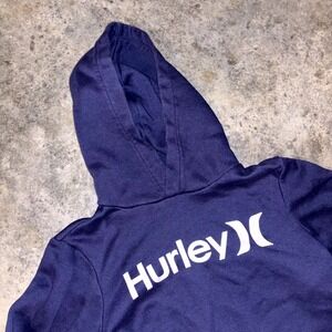 Hurley One and Only Hoodie Boys Large 14/16 Blue Fleece Lined Ribbed Hem Winter